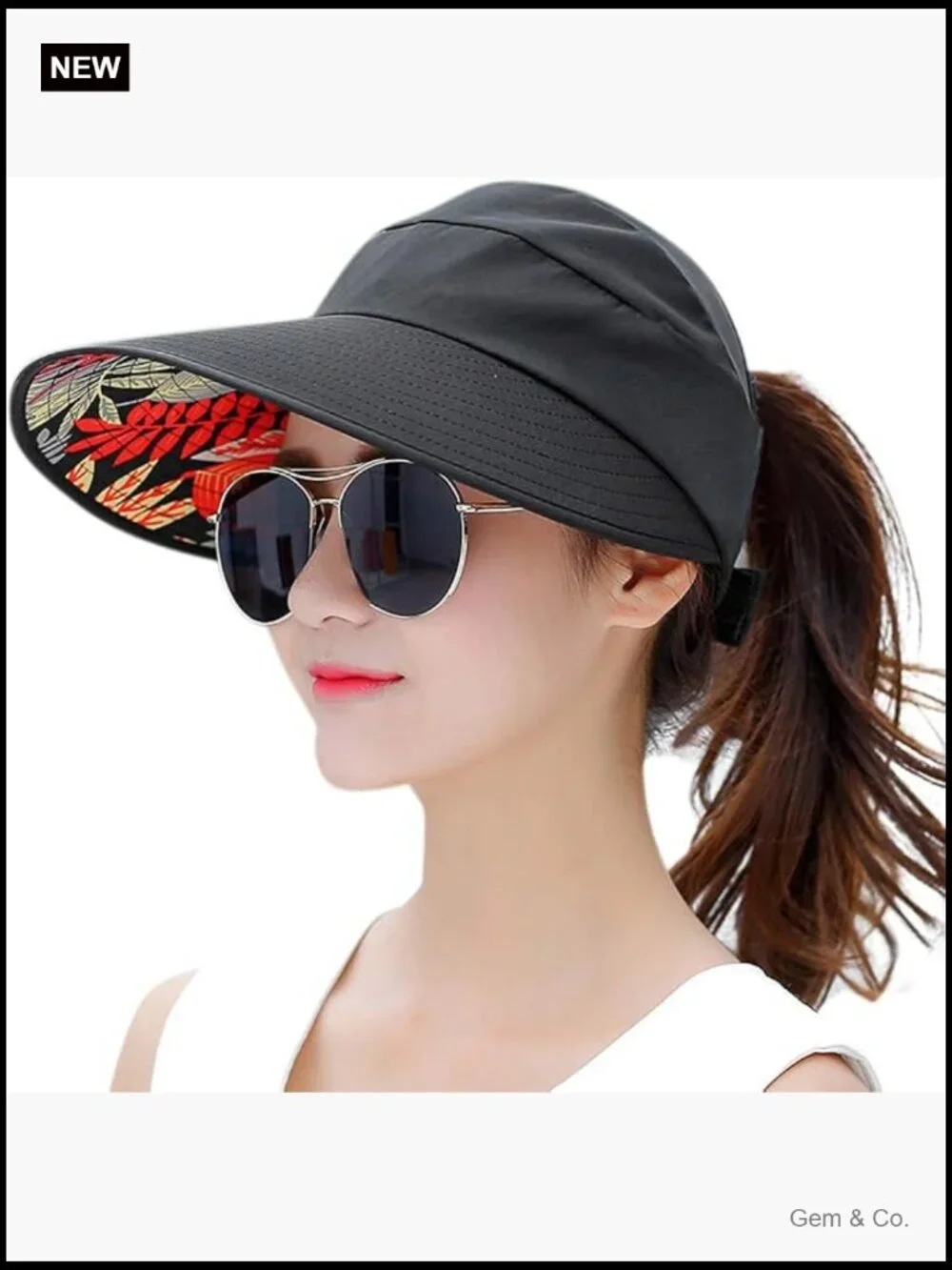 Wide Brim Sun Hat UV Protection Packable Visor Summer Beach